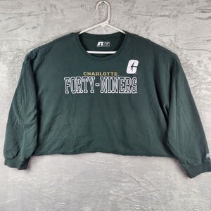 Russell Brand Cropped Sweatshirt Women 2XL Green Charlotte 49ers University